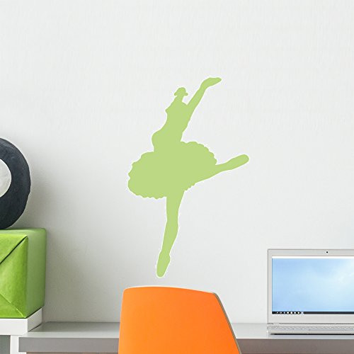 Wallmonkeys WM62311 Ballet Silhouette Style 7-Lime Green Peel and Stick Wall Decals (18 in H x 11 in W), Small