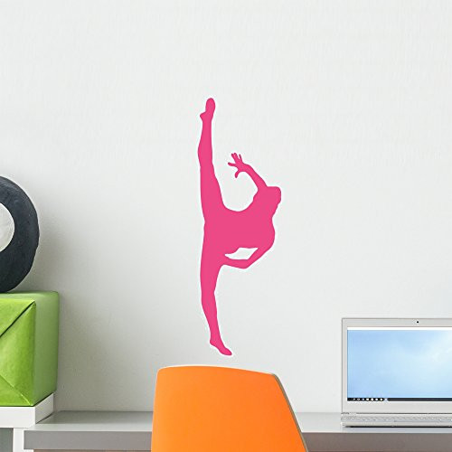 Wallmonkeys WM151208 Ballet Silhouette Style 10-Hot Pink Peel and Stick Wall Decals (18 in H x 7 in W), Small
