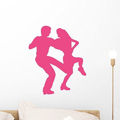 Wallmonkeys WM296464 Ballet Silhouette Couples Style 3-Hot Pink Peel and Stick Wall Decals (18 in H x 15 in W), Small
