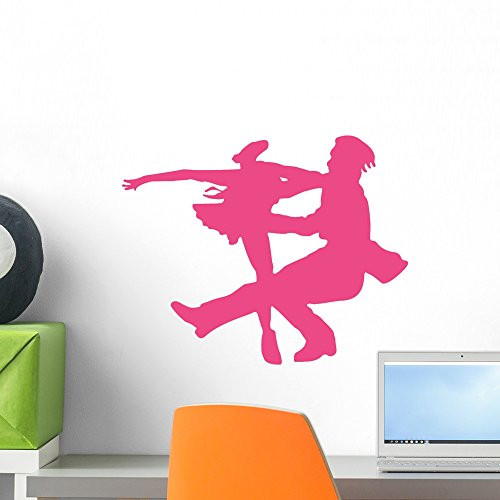Wallmonkeys WM214907 Ballet Silhouette Couples Style 4-Hot Pink Peel and Stick Wall Decals (18 in W x 15 in H), Small