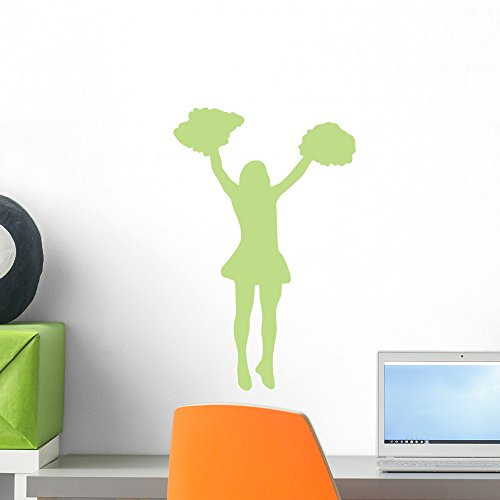 Wallmonkeys WM189134 Cheer Silhouette Style 16-Lime Green Peel and Stick Wall Decals (18 in H x 12 in W), Small