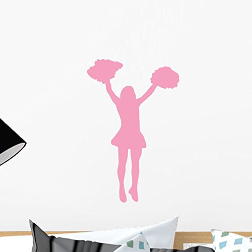 Wallmonkeys WM224534 Cheer Silhouette Style 16-Pink Peel and Stick Wall Decals (18 in H x 12 in W), Small