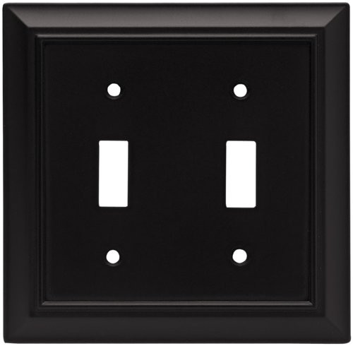Brainerd 64217 Architectural Double Toggle Switch Wall Plate / Switch Plate / Cover, Flat Black