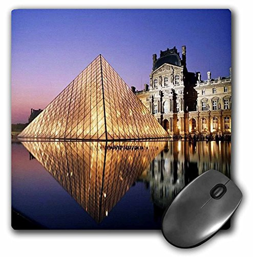 3dRose LLC 8 x 8 x 0.25 Inches Mouse Pad, the Louvre at Night (mp_54198_1)