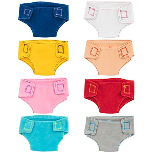 SOTOGO 8 Pieces Doll Diapers Doll Underwear for Baby Doll, Pure Style SOTOGO 8 Pieces Doll Diapers Doll Underwear for Baby Doll, Pure Style