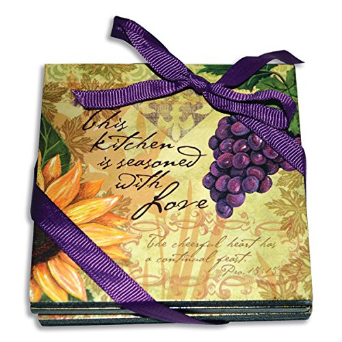Divinity Boutique 23654 Bella Vita Wooden Coaster 4-Pack Multicolor