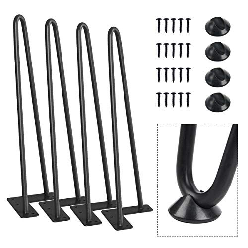 SMARTSTANDARD 14 Inch Heavy Duty Hairpin Furniture Legs, Metal Home DIY Projects for Nightstand, Coffee Table, Desk, etc with Rubber Floor Protectors