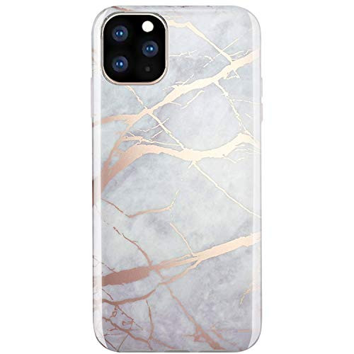 JIAXIUFEN iPhone 11 Pro Case Shiny Rose Gold Marble Slim Shockproof Flexible Bumper TPU Soft Case Rubber Silicone Cover Phone Case for iPhone 11 Pro 2