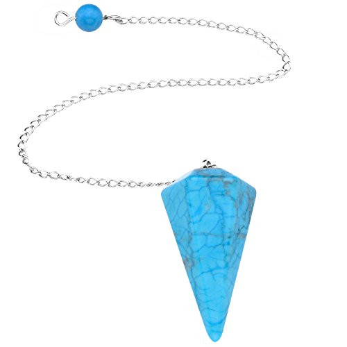 PESOENTH Blue Turquoise Gemstone Crystal Pendulum-Dowsing,Scrying,Healing,Divination,Dowser