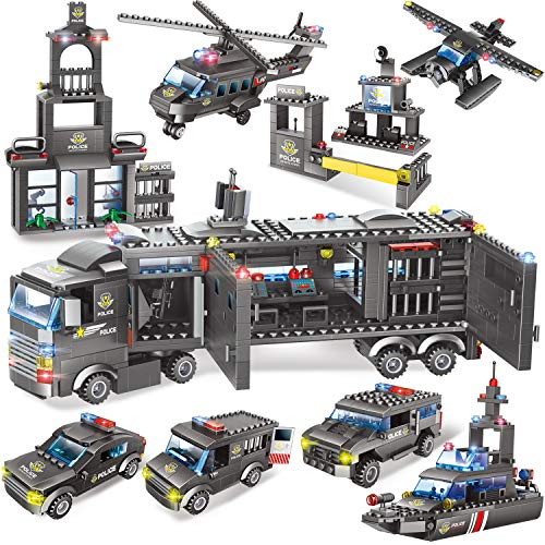 2020 Piece City SWAT Police Mobile Command Center Truck Building Toy with Action Cop Car, Helicopter, Airplane, Patrol Boat, Police Station, City SWAT 2020 Piece City SWAT Police Mobile Command Center Truck Building Toy with Action Cop Car, Helicopter, Airplane, Patrol Boat, Police Station, City SWAT