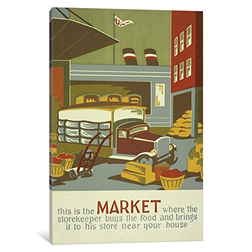 iCanvasART iCanvas The Marketplace Gallery Wrapped Canvas Art Print by Library of Congress, 12" x 8"