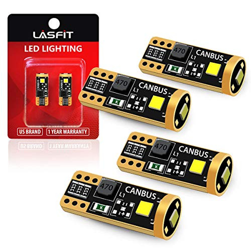 [4-PCS] LASFIT 194 168 T10 2825 W5W LED Bulb Canbus Error Free, Non-Polarity 400LM 6000K Extremely Bright for Dome Map Courtesy Door License Plate Tru