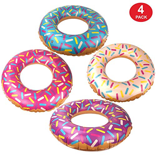 20 Inch Inflatable Donuts - Pack of 4 - Donut Pool Floats - Inflatable Donut Pool Toys for Toddlers - Colorful Donut Floaties for Kids - Adorable Swim