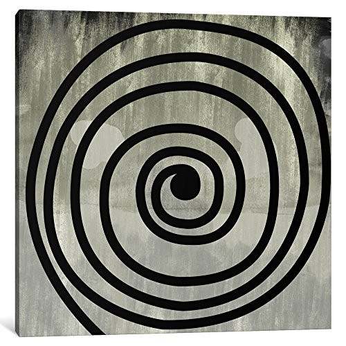 iCanvasART 1 Piece Mid Century Modern Art- Black Swirl Canvas Print by Icanvas, 12 by 12"/0.75" Deep