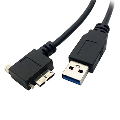 CY 1.2M Left Angled 90 Degree Micro USB Screw Mount to 3.0 Data Cable for Industrial Camera