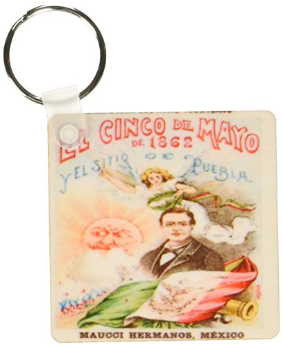 3dRose Vintage Cinco De Mayo Poster - Key Chains, 2.25 x 4.5 inches, set of 2 (kc_109904_1)