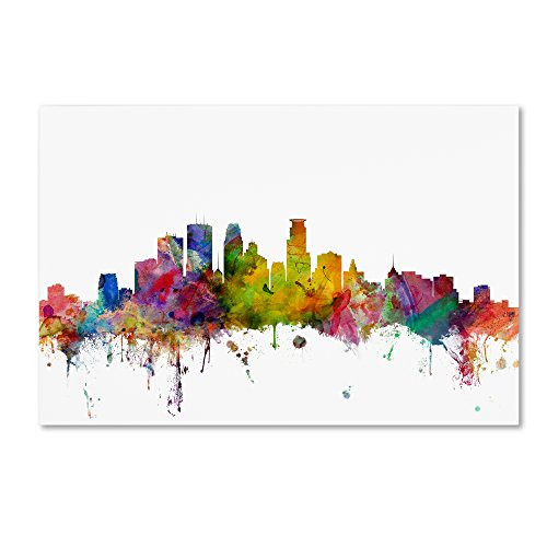 Minneapolis Minnesota Skyline by Michael Tompsett, 12x19-Inch Canvas Wall Art