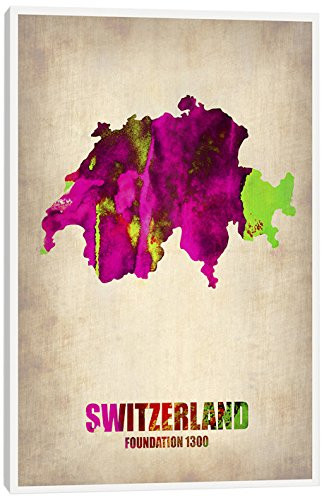 iCanvasART Switzerland Watercolor Map Naxart Canvas Print, 18" x 12"