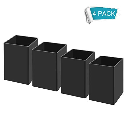 NIUBEE Black Acrylic Pen Holder 4 Pack, Desktop Pencil Cup Stationery Organizer for Office Desk Accessory