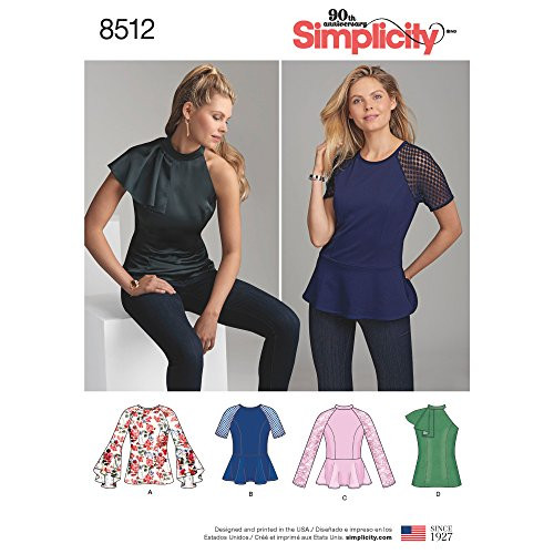 Simplicity Creative Patterns US8512R5 Miss Petite Tops with Sleeve Variations Pattern R5 (14-16-18-20-22)