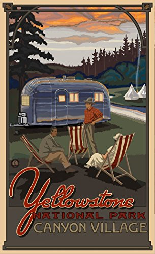 Northwest Art Mall PAL-4911 AIR Yellowstone National Park Airstream Trailer Print by Artist Paul A. Lanquist, 11" x 17"