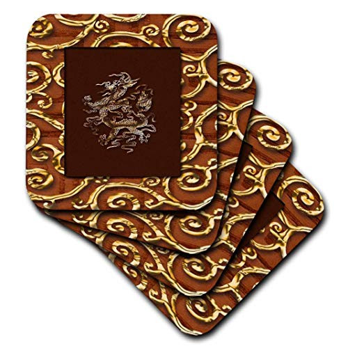 3dRose cst_40272_3 Dragon. Chinese New Year-Ceramic Tile Coasters, Set of 4