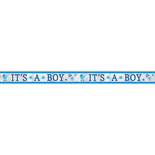 Celebrate Baby Boy Shower Party "Its a Boy" foil Banner Decoration, Blue and Silver, 25'