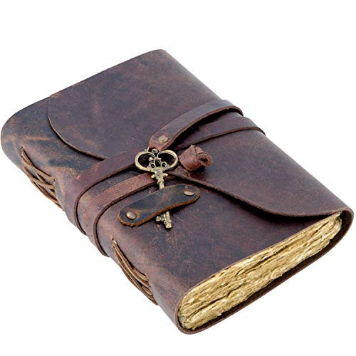 Vintage Leather Journal - Antique Handmade Deckle Edge Vintage Paper Leather Bound Journal - Book of Shadows Journal - Leather Sketchbook - Drawing Jo