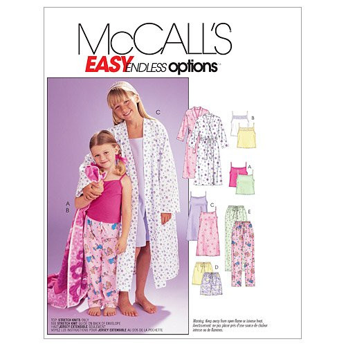 McCall's Patterns M6225 Children's/Girls' Robe, Belt, Tops, Gown, Shorts and Pants, Size Y (XSM-SML)