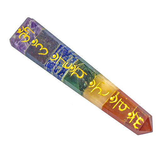 Crocon Seven Chakra Gemstone Healing Stick with Engraved Sanskrit Chakra Energy Generator for Reiki Healing Aura Cleansing & EMF Protection Size: 4.5- Crocon Seven Chakra Gemstone Healing Stick with Engraved Sanskrit Chakra Energy Generator for Reiki Healing Aura Cleansing & EMF Protection Size: 4.5-