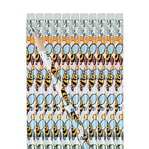 Fun Express Bee Pencils #2 Pencils for Kids - 48 pieces pencils bulk -Bee party favors