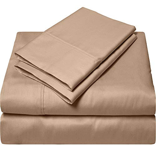 King Size Sheets Luxury Soft 100% Egyptian Cotton - Bed Sheet Set for King Mattress Taupe Solid 600 Thread Count Deep Pocket