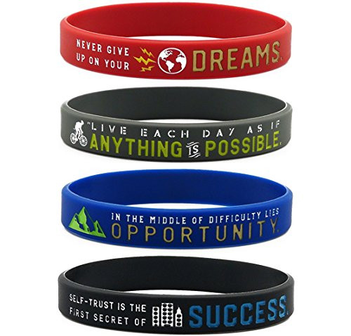 Inkstone (12-Pack) Inspirational Bracelets with Positive Motivational Messages -"Anything is Possible, Success, Dreams, Opportunity" - Wholesale Bulk