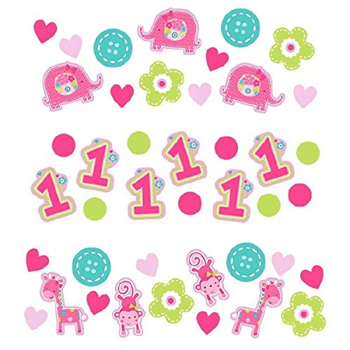Amscan One Wild Girl 1st Birthday Value Party Confetti, Small, Pink/Green/Blue