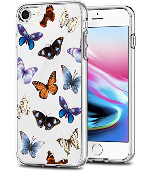 Spevert iPhone SE 2020 Case,iPhone 8 Case,iPhone 7 Case,4.7-Inch,Flower Pattern Printed Clear Design Transparent Hard Back Case with TPU Bumper Cover