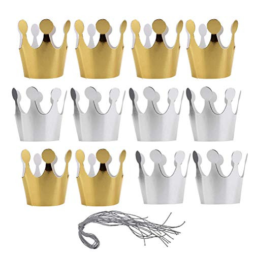 TableRe 24 Pack King Crowns Foil Paper Party Crown Hat Cap for Birthday Celebration Baby Shower Photo Props