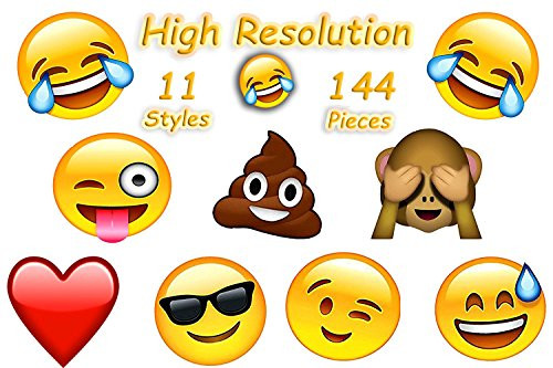 4E's Novelty 144 2 inch Temporary Emoji Tattoos - 12 Assorted Emoticon Easy To Remove Fun Tattoo - Great Treats For Your Party! Kid Friendly