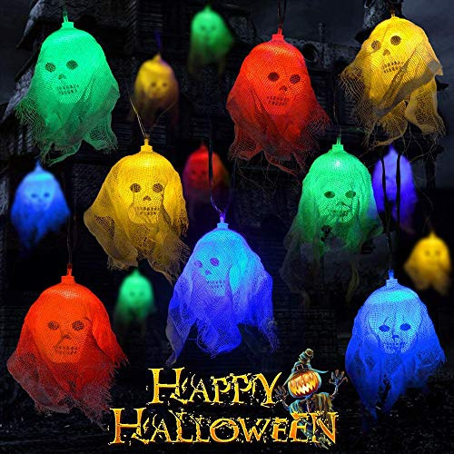 Halloween Lights Decorations Halloween Skeleton Skull Lights 10ft 20 LEDs Battery Operated Halloween String Light Flashing & Steady on Modes for Hallo