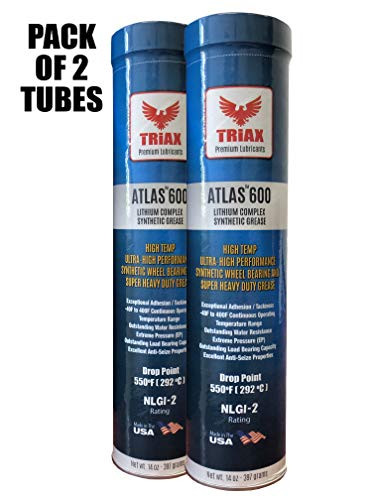 Triax Atlas 600 Full Synthetic High Temp NLGI-2 | Wheel Bearing, Heavy Duty Ultra High Performance Grease | Virtually Waterproof (Marine) | High Adhes