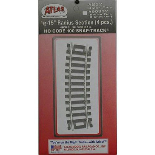 Code 100 Nickel Silver 1/2-15" Radius Snap-Track  HO Scale Atlas Trains