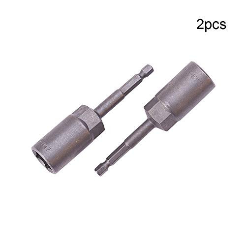 Utoolmart 1/4 Drive 17mm Total Length 100mm Hex Socket Impact Nut Setter Driver Socket Bit 2pcs