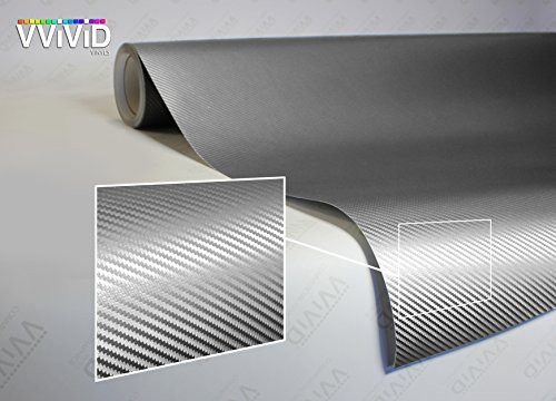 VViViD XPO Sterling Silver 3D Carbon Fiber Vinyl Wrap Roll with Air Release Technology (6ft x 5ft)