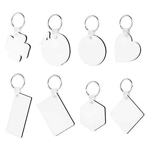 Sublimation Blanks Keychains, MDF Board Heat Transfer Christmas Ornaments Pendants Sublimation Keyrings Charms for DIY ID Name Tags 16 Pieces