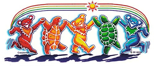 Dye the Sky Grateful Dead Rainbow Critters (Dancing Bears & Terrapins) - Window Sticker/Decal (7" X 3")