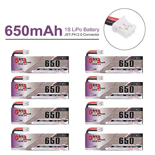 Gaoneng 650mAh 1S LiPo Battery 3.8V HV 60C with JST-PH 2.0 PowerWhoop mCPX Connector for Mobula 7 Inductrix FPV Plus 75mm Frame Kit Micro FPV Drone 8P