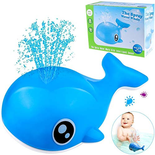 Tinabless Baby Bath Toys, Whale Induction Spray Water Toy with LED Light Automatic Induction Sprinkler Bath Toy Bathtub Toys for Toddlers, Bathtime Gi
