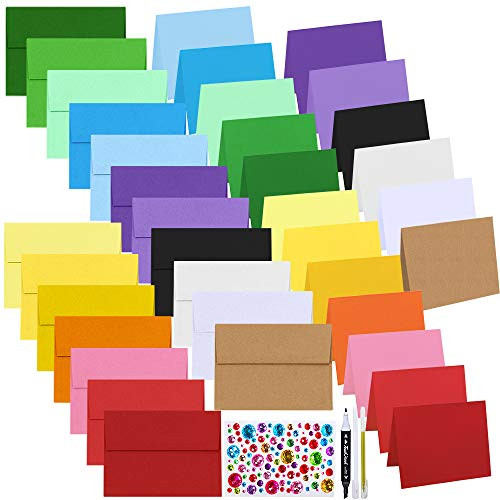 108 Sets 18 Colors A6 Invitations Envelopes 4x6 Envelopes Self Seal with Blank 4x6 Folded Note Cards Bulk DIY Card Making Supplies for Wedding Baby Sh