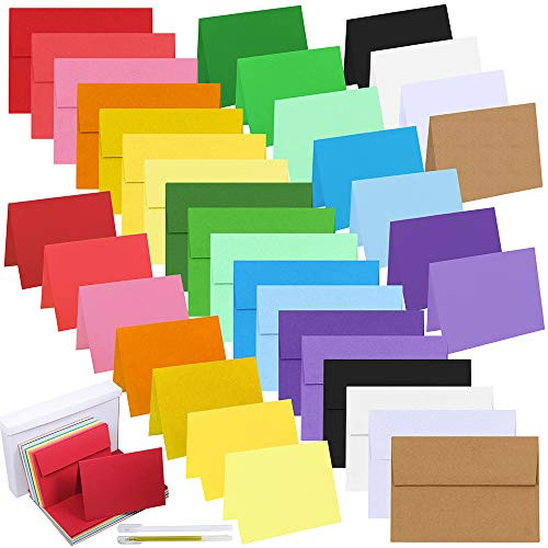 108 Sets 18 Colors A7 Invitations Envelopes 5x7 Envelopes Self Seal with Blank 5x7 Folded Note Cards Bulk DIY Card Making Supplies for Wedding Baby Sh