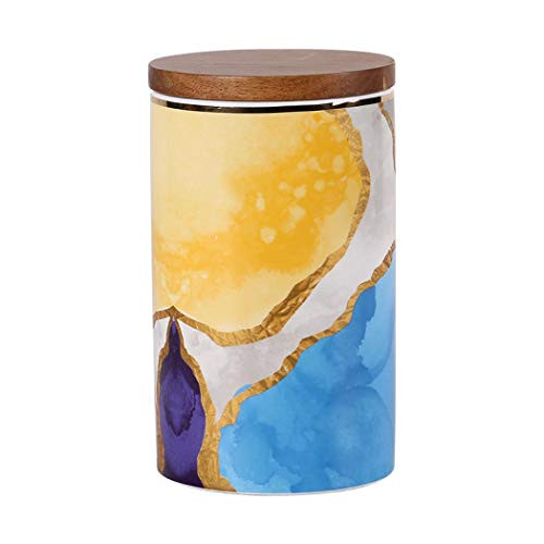 Ceramic Kitchen Canisters, Food Storage Jar with Airtight Wooden Lid, Modern Design Cereal Storage Canister for Coffee, Sugar, Tea, Spice and More (16