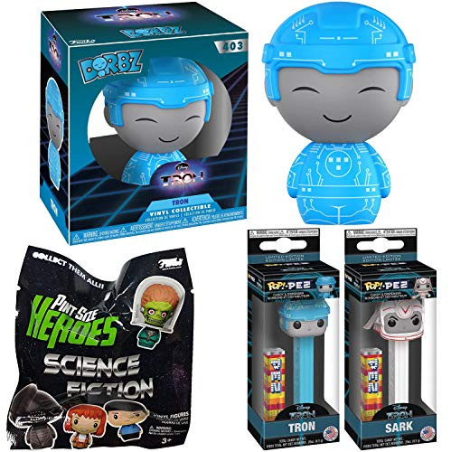 Funko Science Movies Sci-Fi Figure Pack Pint Size Heroes Blind Bag Bundle with Tron Dorbz Sark Pez Pop! Characters 4 Items